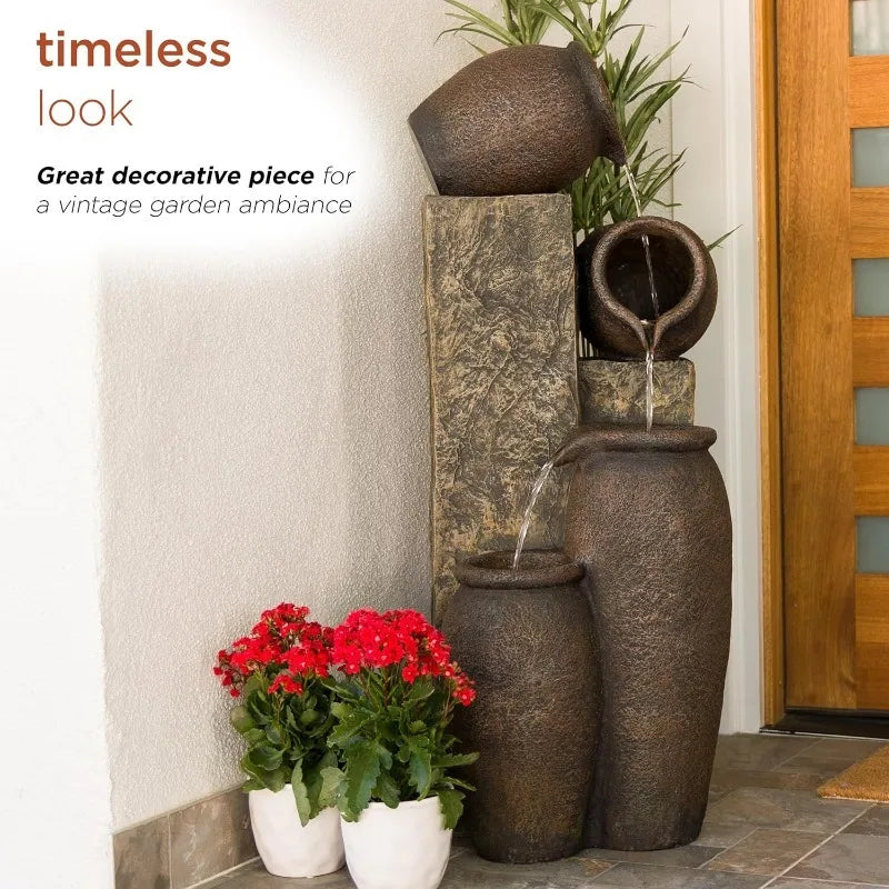 Indoor Outdoor Pottery Fountain With Replaceable LED Lights