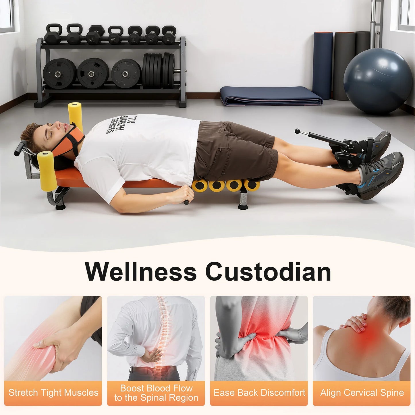 Adjustable Back Stretch Bench for Spinal Decompression and Pain Relief