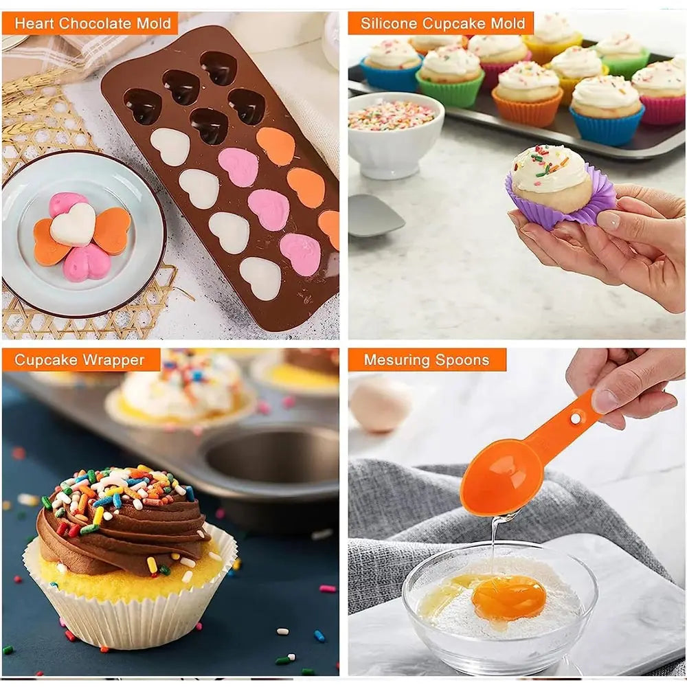 Silicone Bakeware Set With Cake Decorating Kit And Rotating Turntable