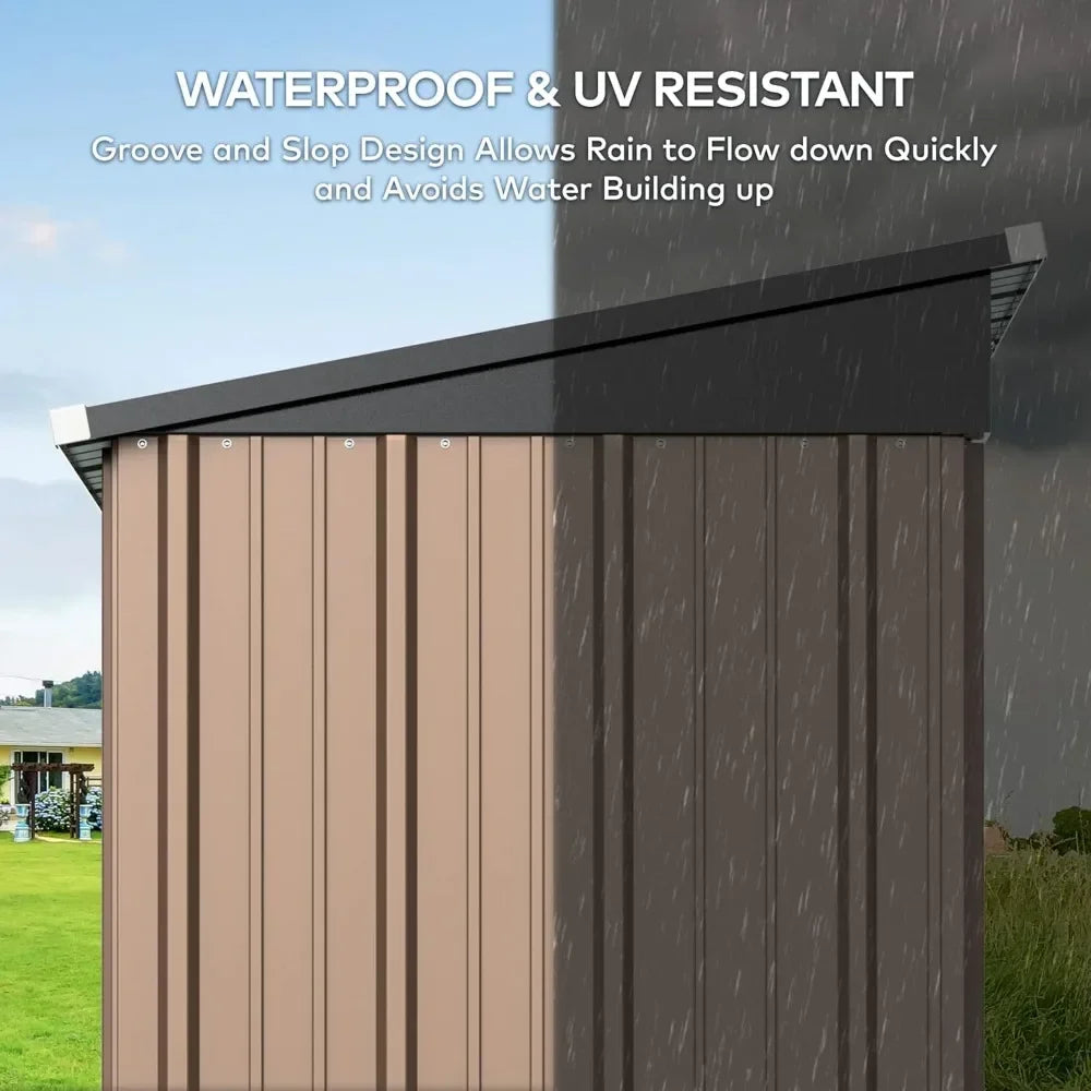 Outdoor Galvanized Metal Storage Shed With Lockable Door