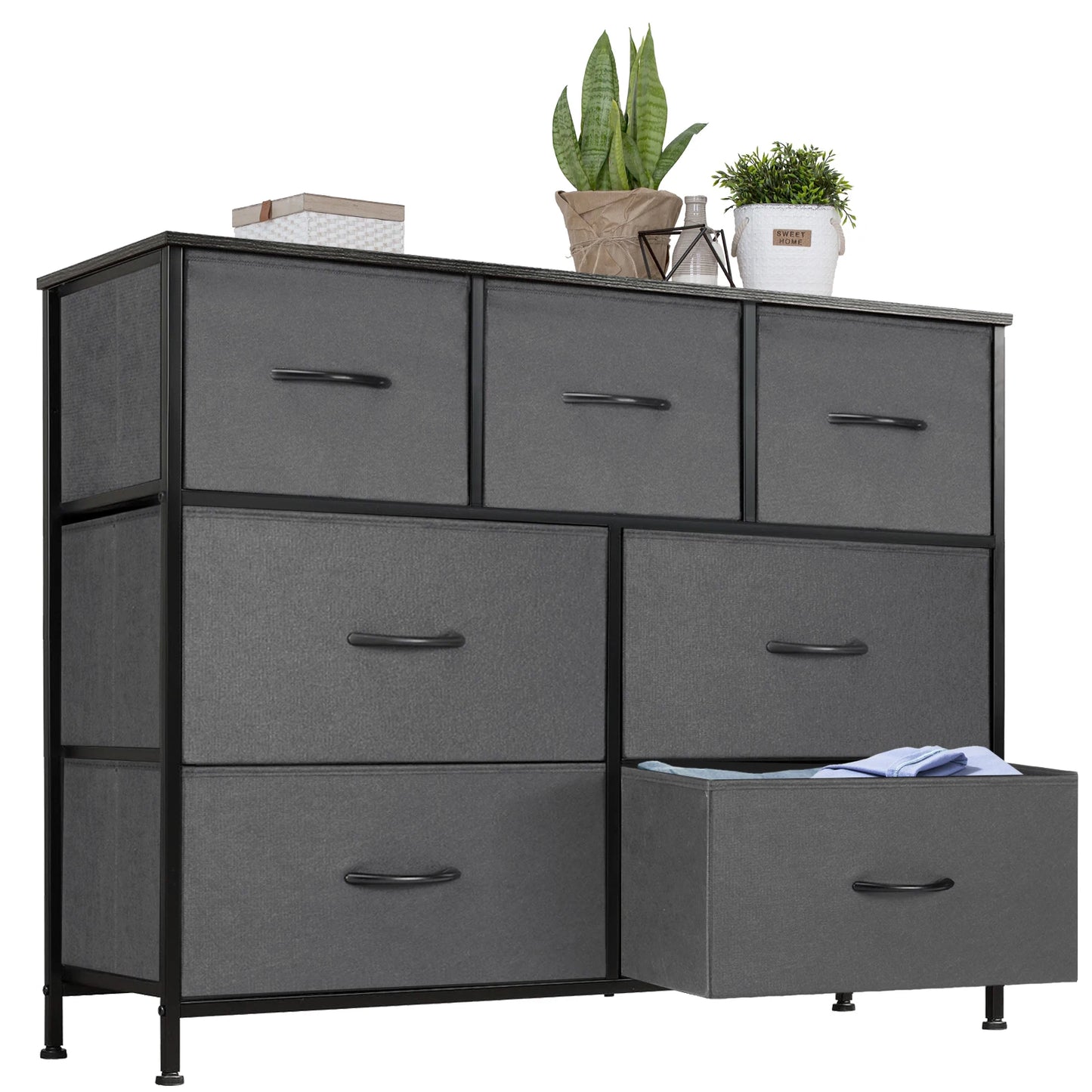 JHK 7-Drawer Fabric Dresser Organizer For Bedroom Storage Cabinet