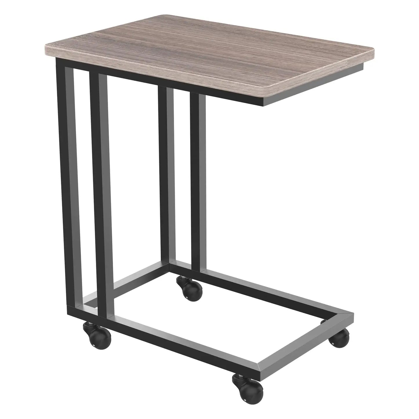 JHK Wood Overbed Bedside Desk With Rollers