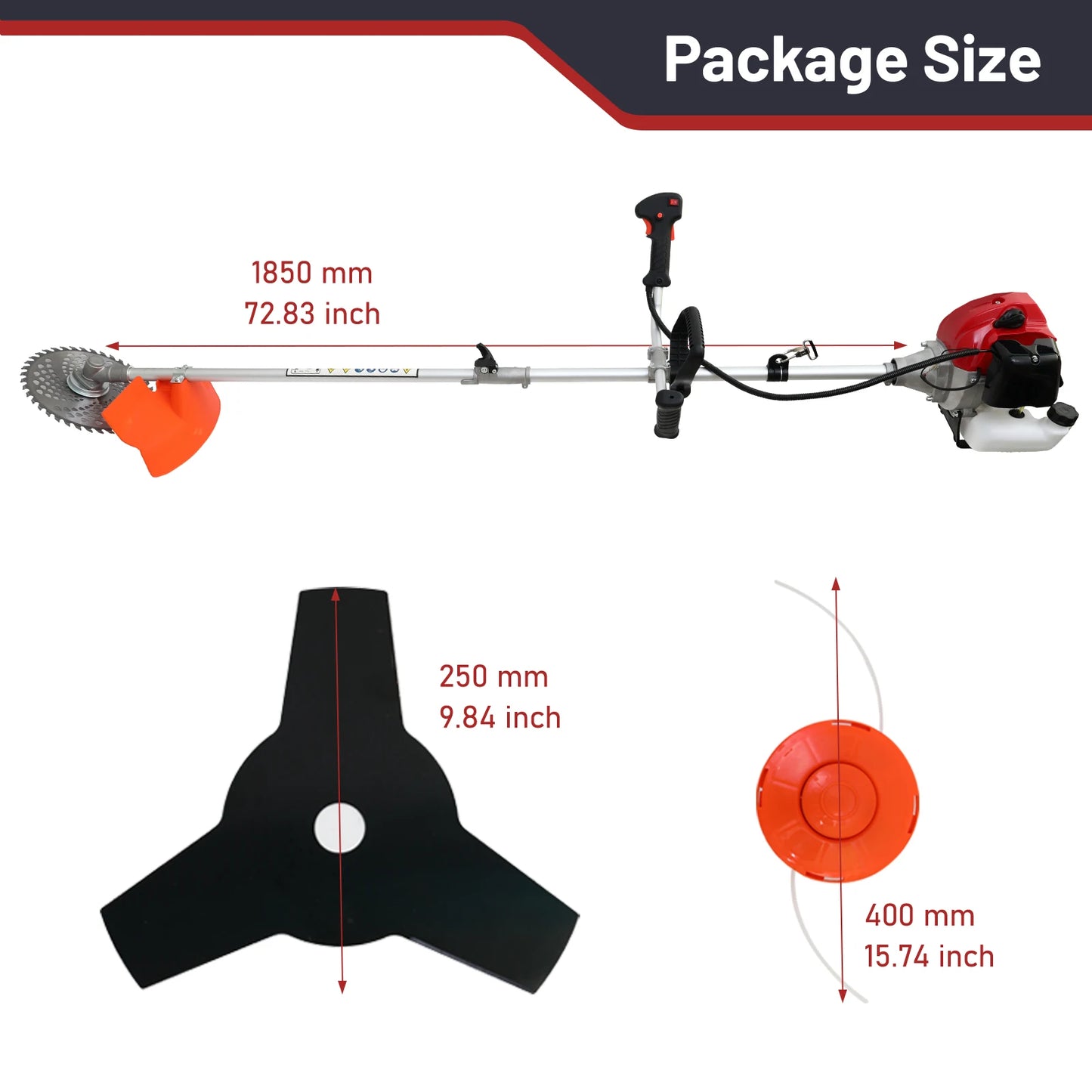 52cc Gas Weed Wacker 4-In-1 Grass Trimmer With 4 Heads