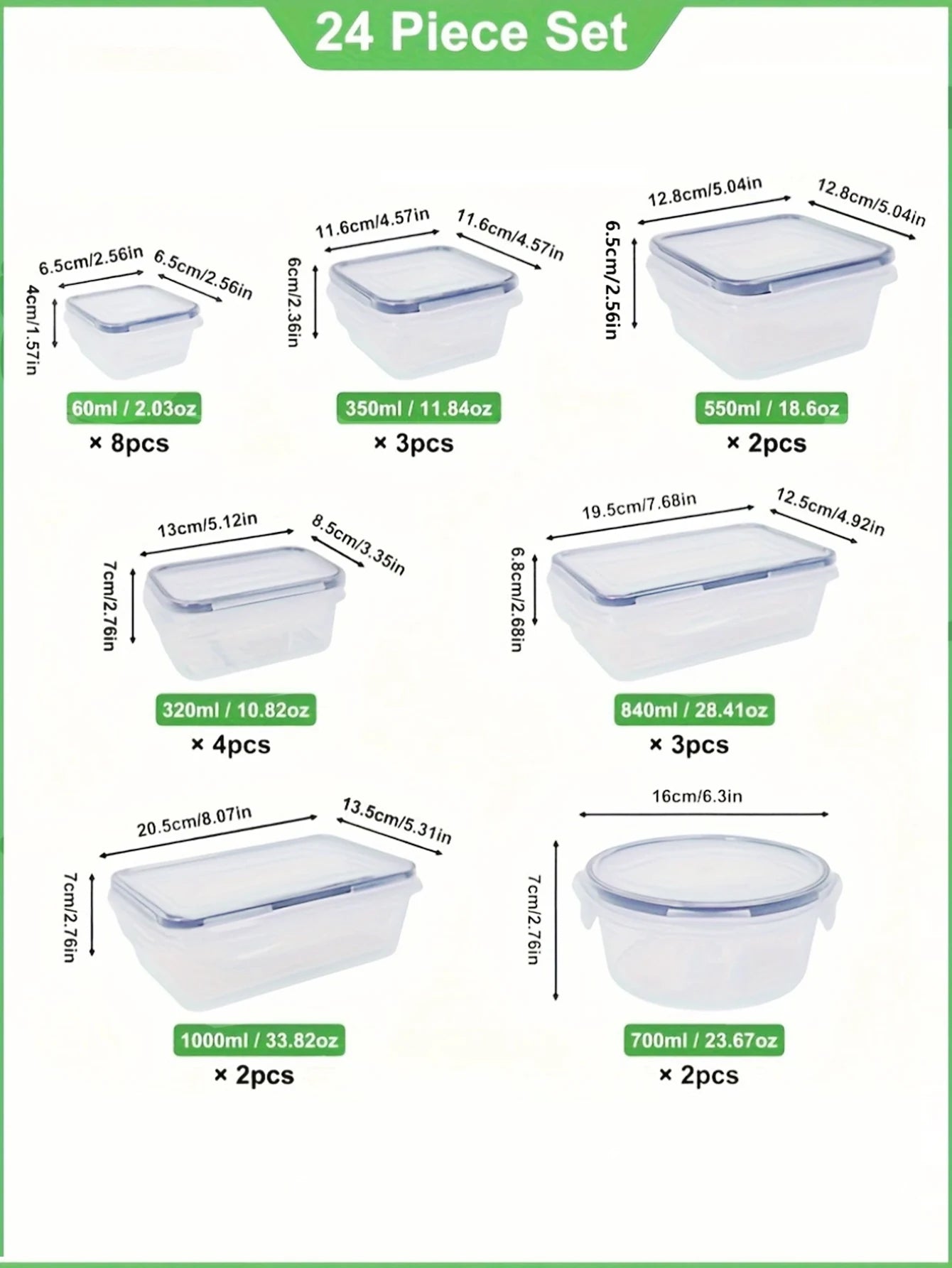 Food Storage Containers Set 24 Pieces With Labels And Pens