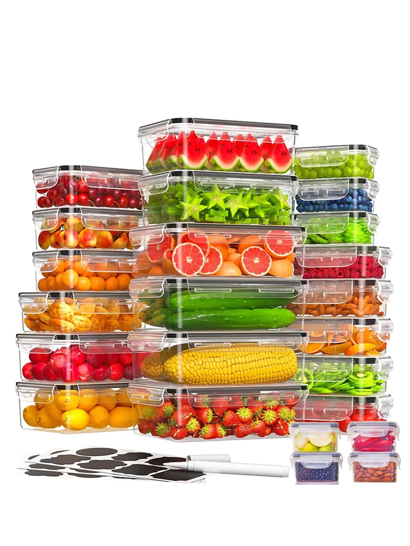 Food Storage Containers Set 24 Pieces With Labels And Pens