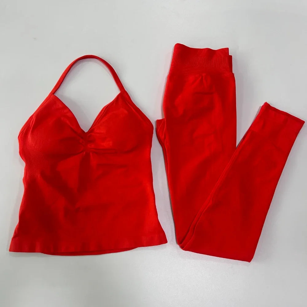 Seamless Gym Set for Women Tank Tops and High Waist Leggings