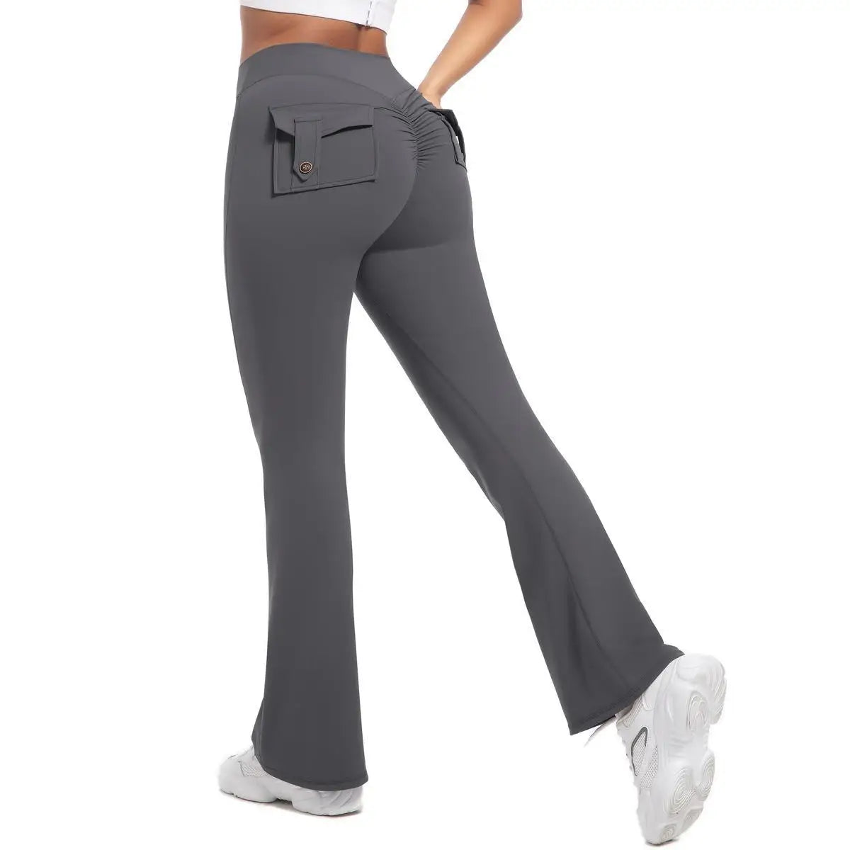 Women's Yoga Flare Trousers High Waisted Tummy Control Pockets