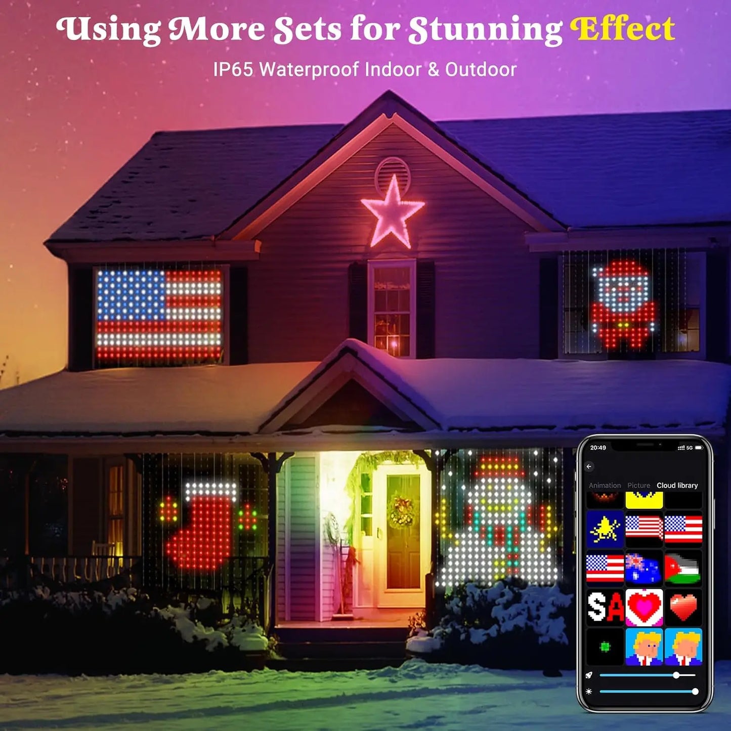 GCTECHING 400 LED Curtain Lights With App Remote Music Sync