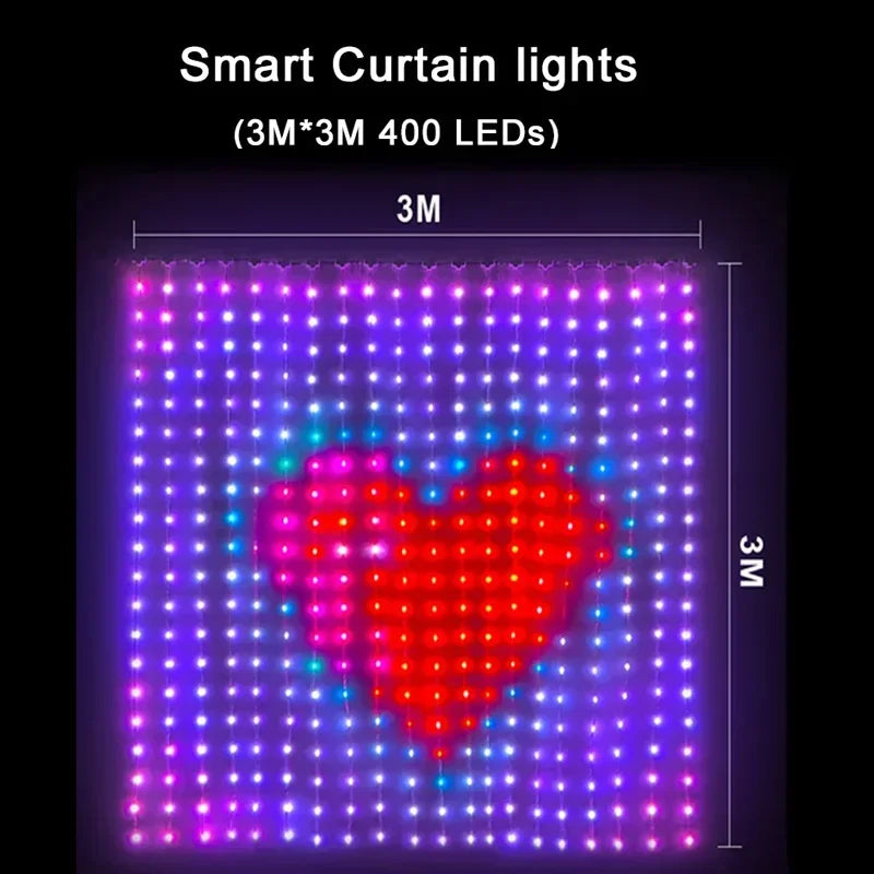 GCTECHING 400 LED Curtain Lights With App Remote Music Sync