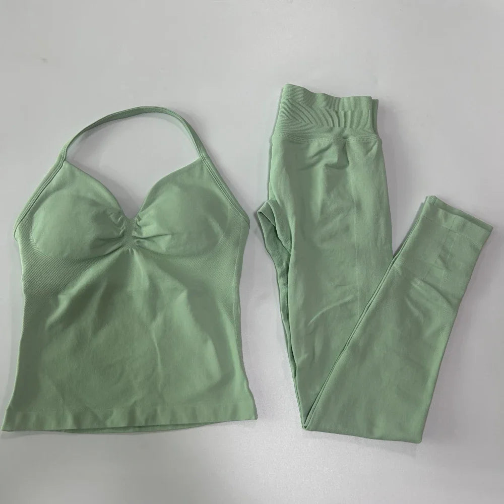Seamless Gym Set for Women Tank Tops and High Waist Leggings