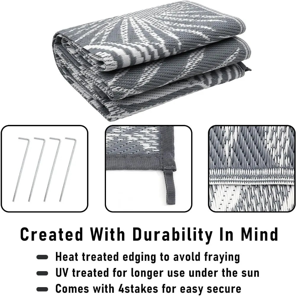 Outdoor Reversible Plastic Straw Rug For Patio And RV