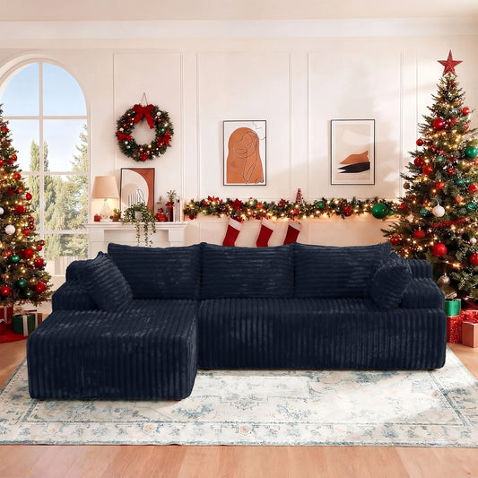 Redlife L-Shape Corduroy Sectional Sofa For Living Room