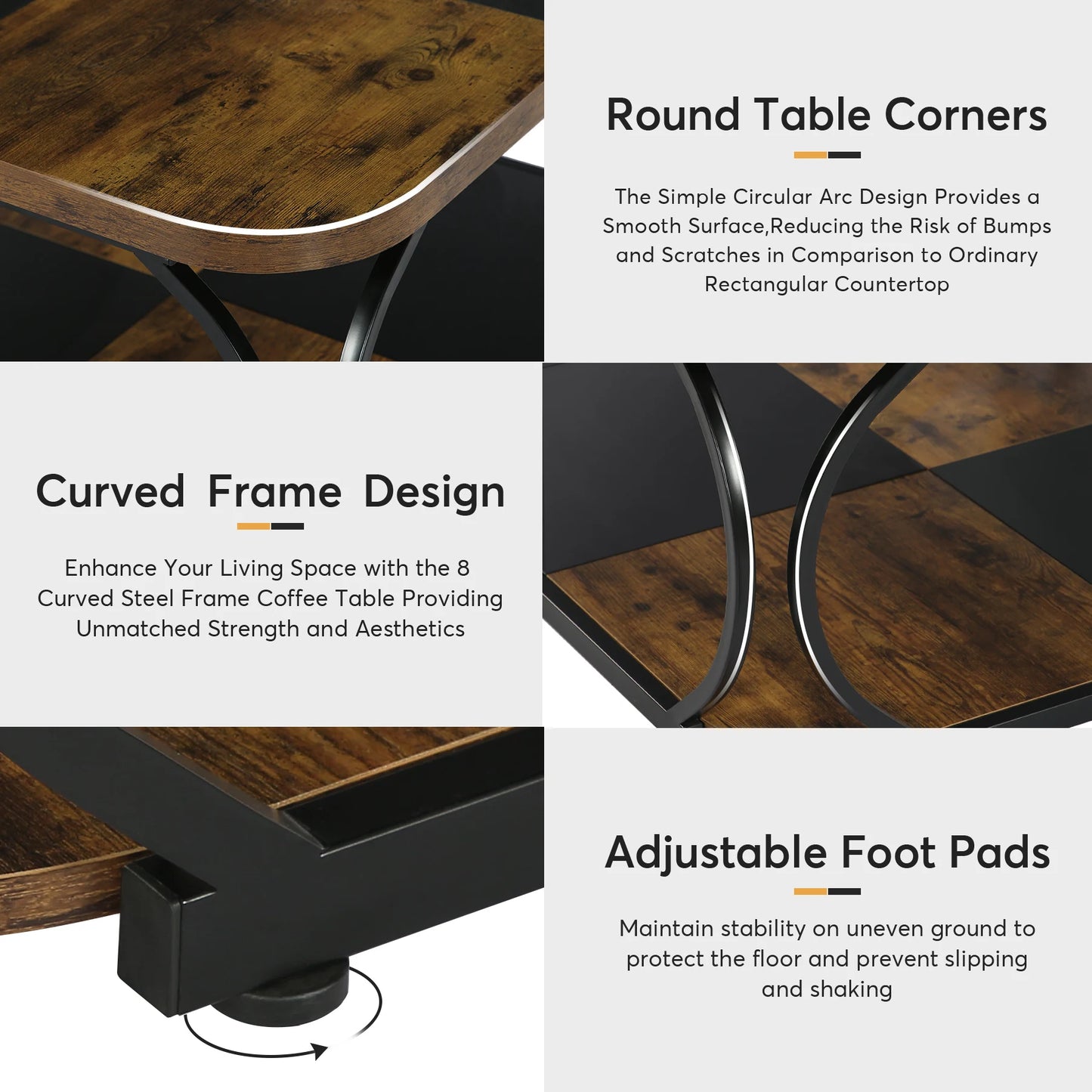 Tribesigns Square Coffee Table Two Tier Wood Storage Shelf