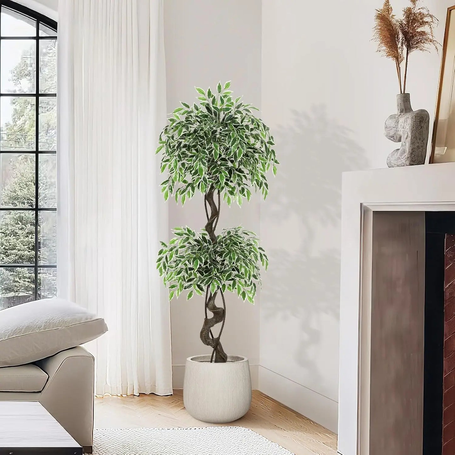 HiMISS Artificial Ficus Tree Indoor Outdoor Faux Plant Pot