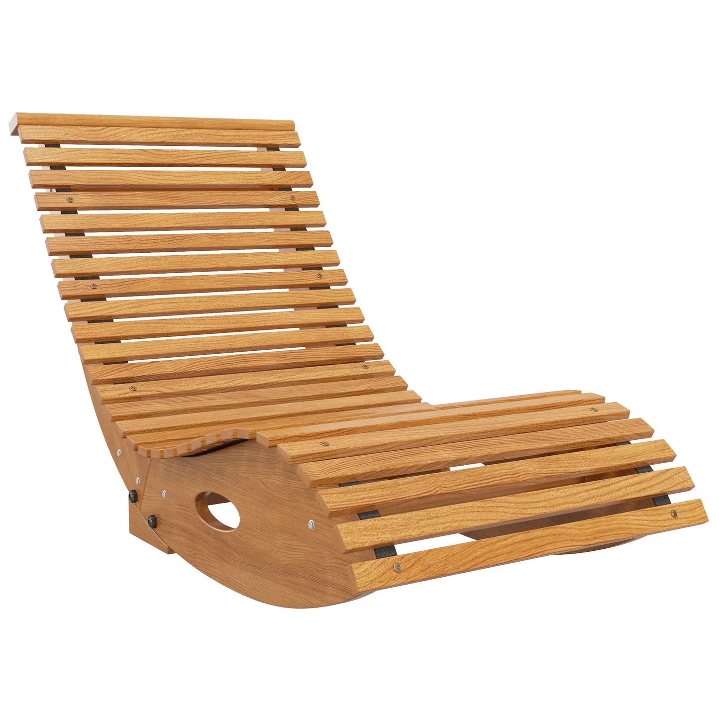 Outsunny Teak Outdoor Rocking Chair With Slatted Seat