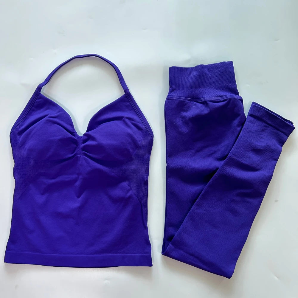 Seamless Gym Set for Women Tank Tops and High Waist Leggings