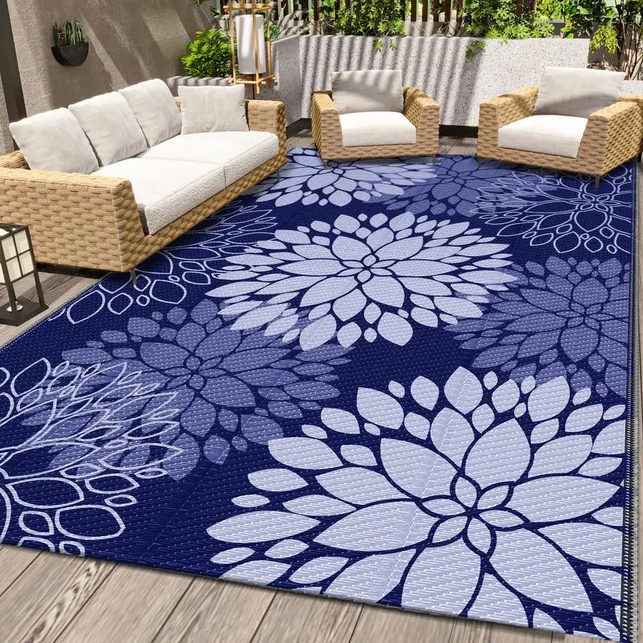 Outdoor Waterproof Plastic Straw Rug Reversible Patio Mat