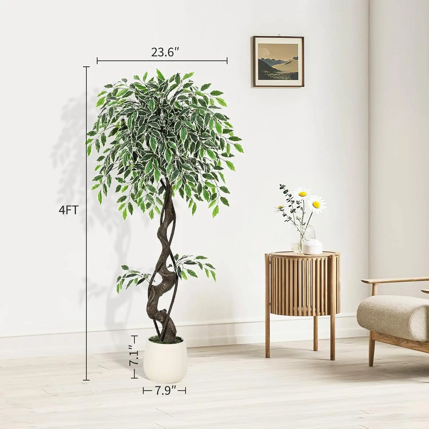 HiMISS Artificial Ficus Tree Indoor Outdoor Faux Plant Pot