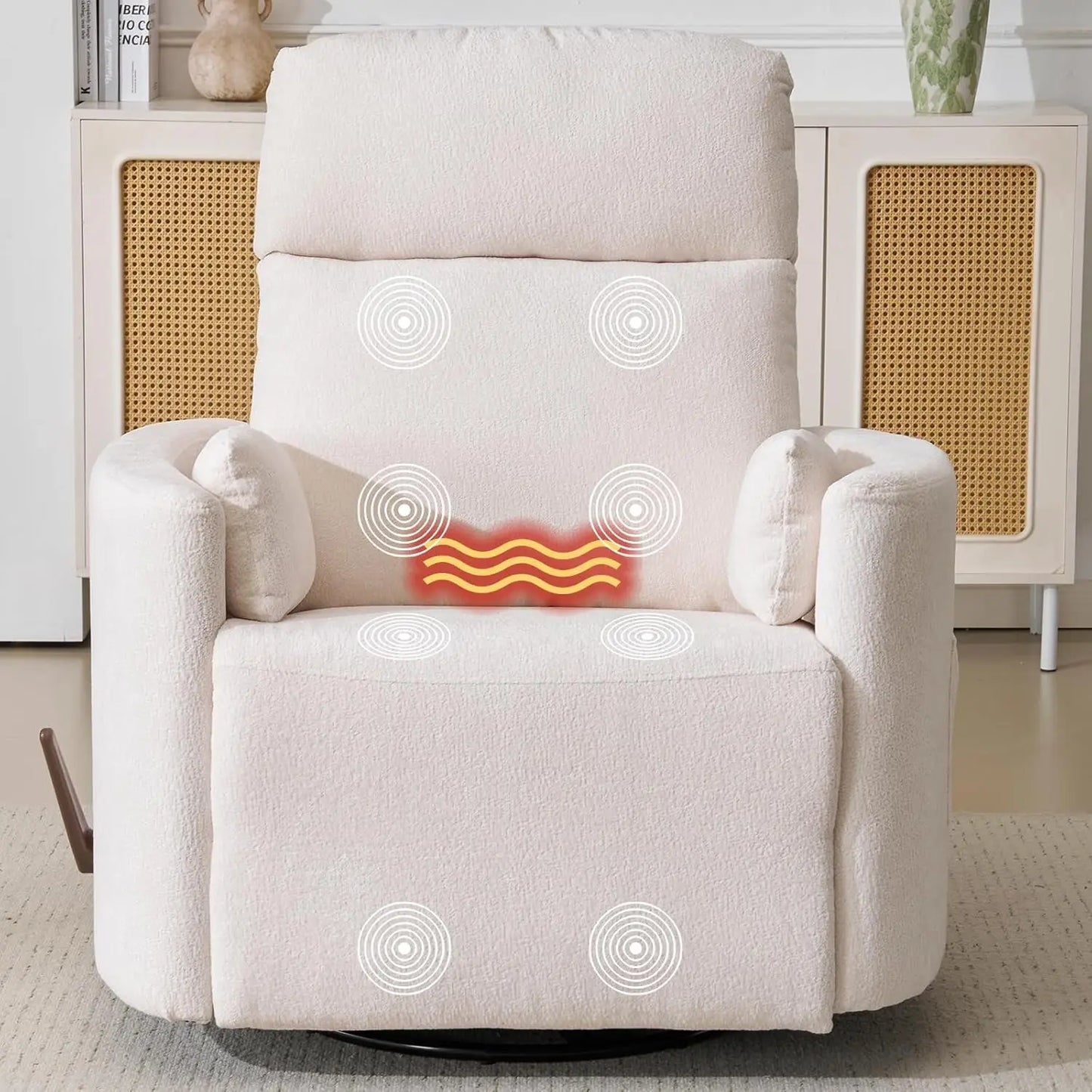 Swivel Rocker Recliner With Massage And Heat Adjustable Headrest