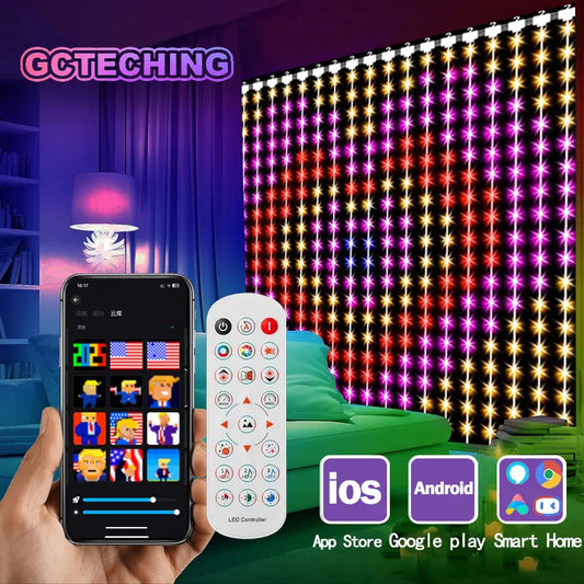 GCTECHING 400 LED Curtain Lights With App Remote Music Sync