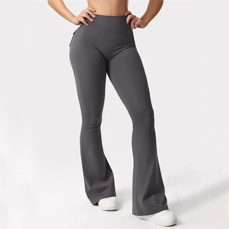 Women's Yoga Flare Trousers High Waisted Tummy Control Pockets