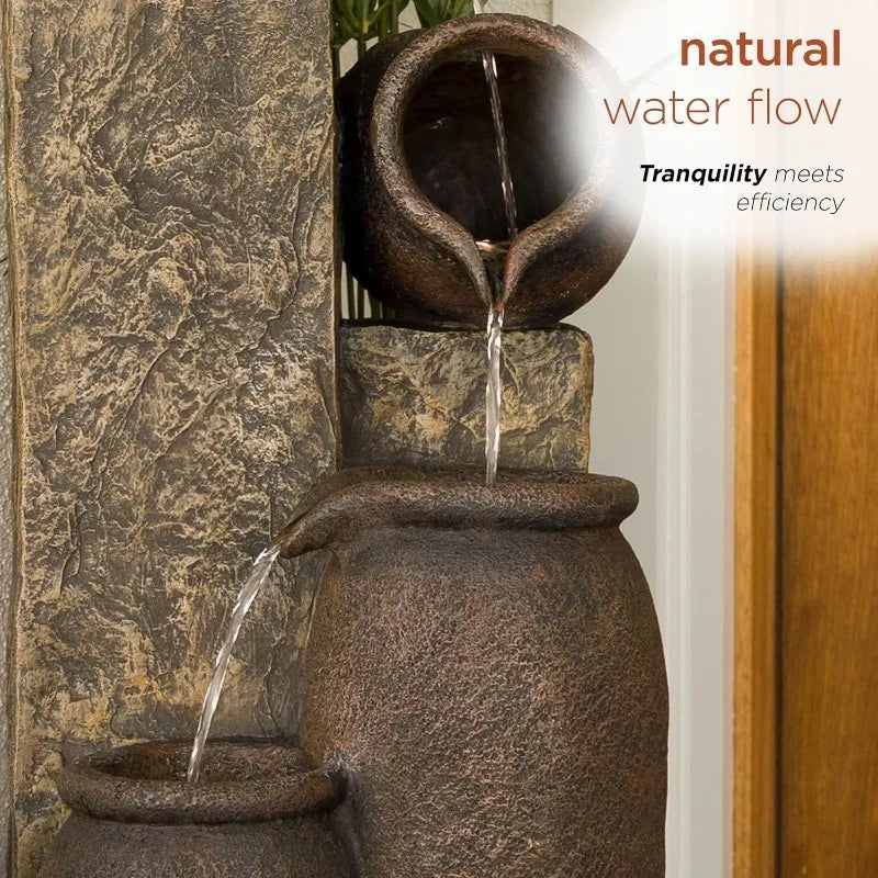 Indoor Outdoor Pottery Fountain With Replaceable LED Lights