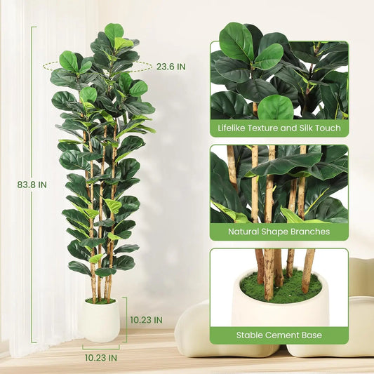 HiMISSCN Fiddle Leaf Fig Tree With Pot Artificial Plant Decor