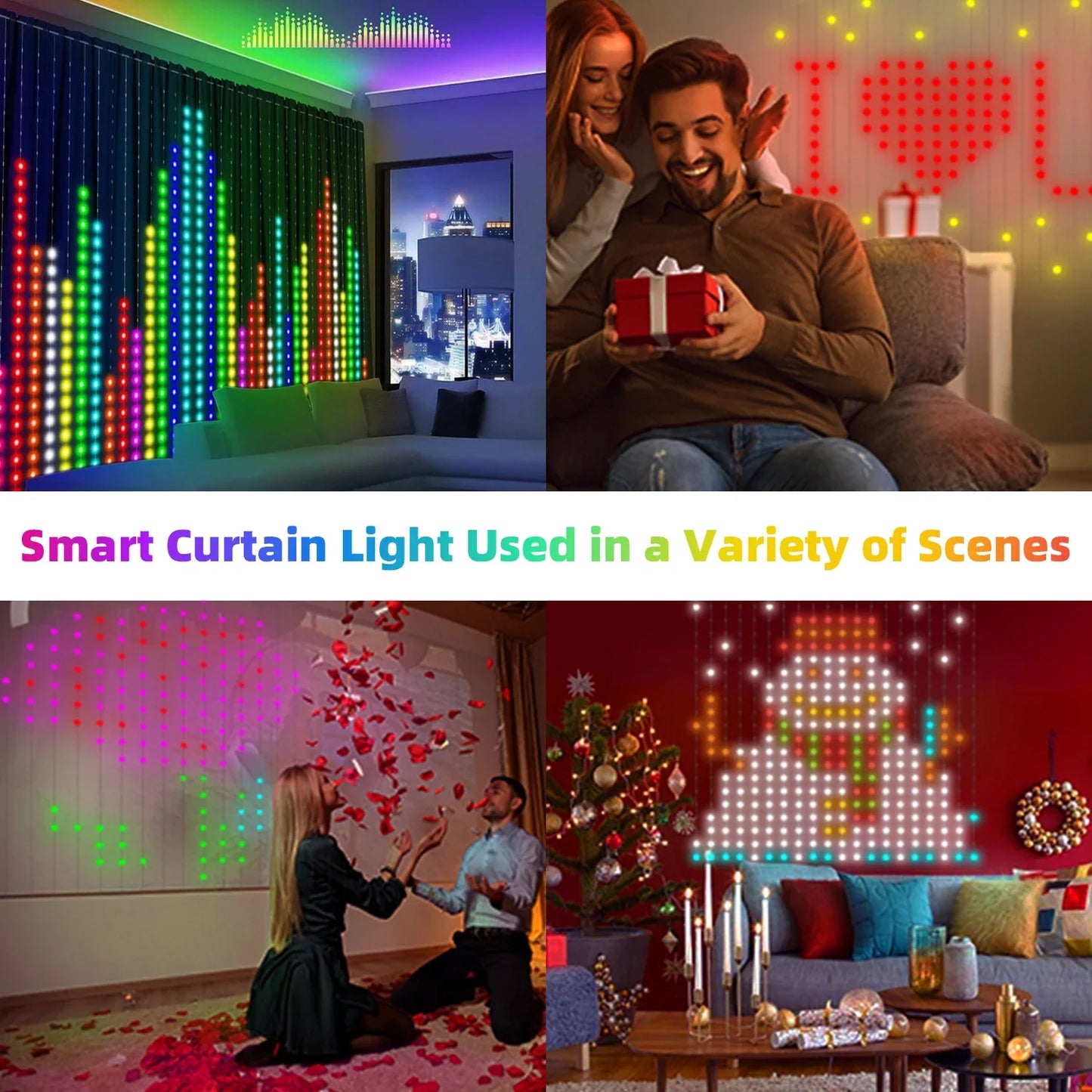 GCTECHING 400 LED Curtain Lights With App Remote Music Sync