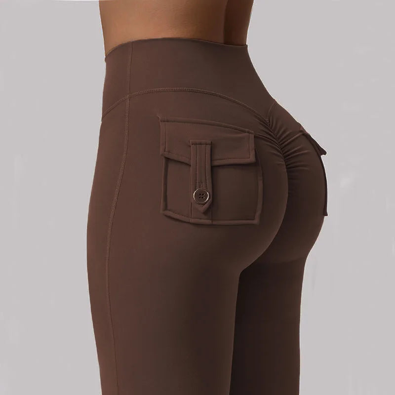 Women's Yoga Flare Trousers High Waisted Tummy Control Pockets