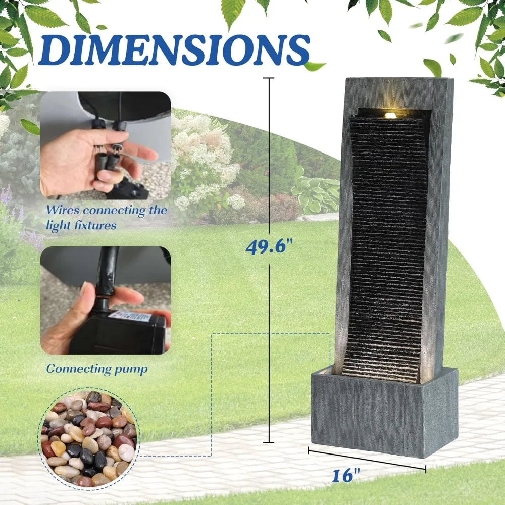 Resin Outdoor Waterfall Fountain for Garden and Patio Decor