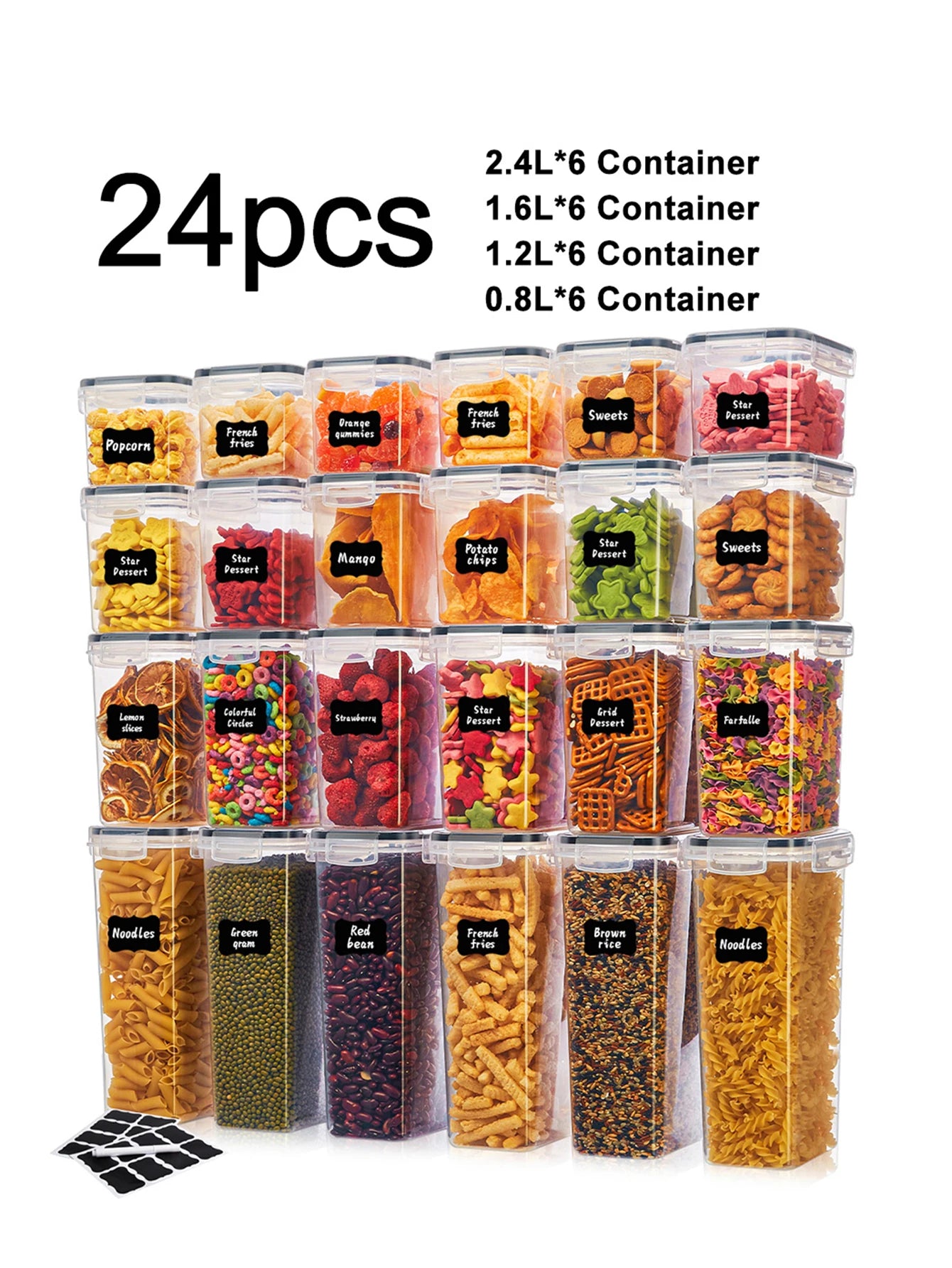 Moisture Proof Airtight Food Storage Containers Set Dishwasher Safe Labels