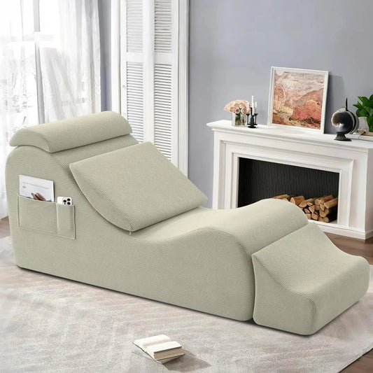Yoga Chair Lounge For Adults Ergonomic Chaise With Side Pocket
