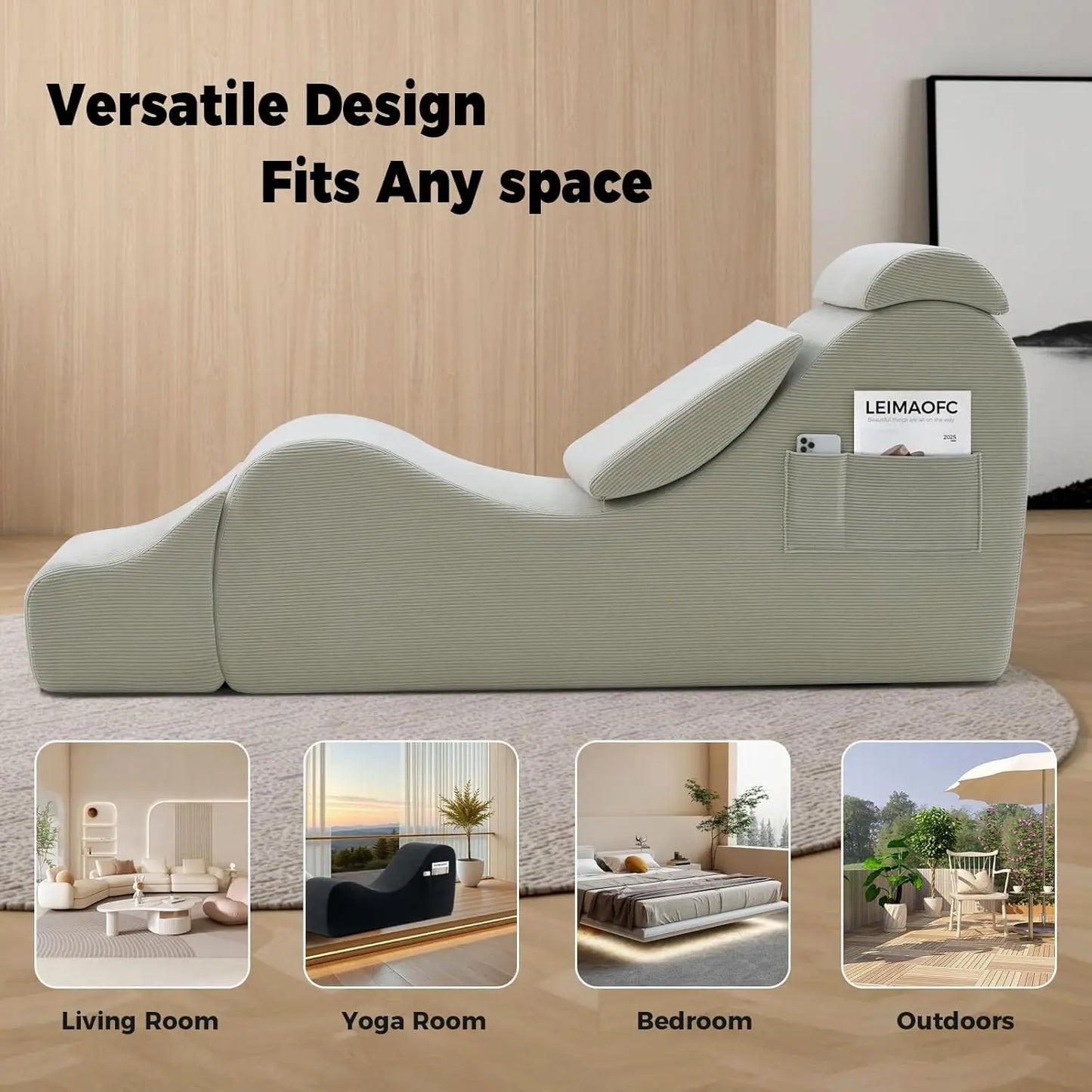 Yoga Chair Lounge For Adults Ergonomic Chaise With Side Pocket