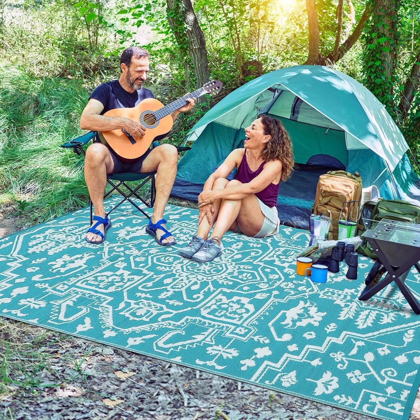 TWISTER.CK Waterproof Outdoor Rug Stain Resistant Easy Clean Patio Mat