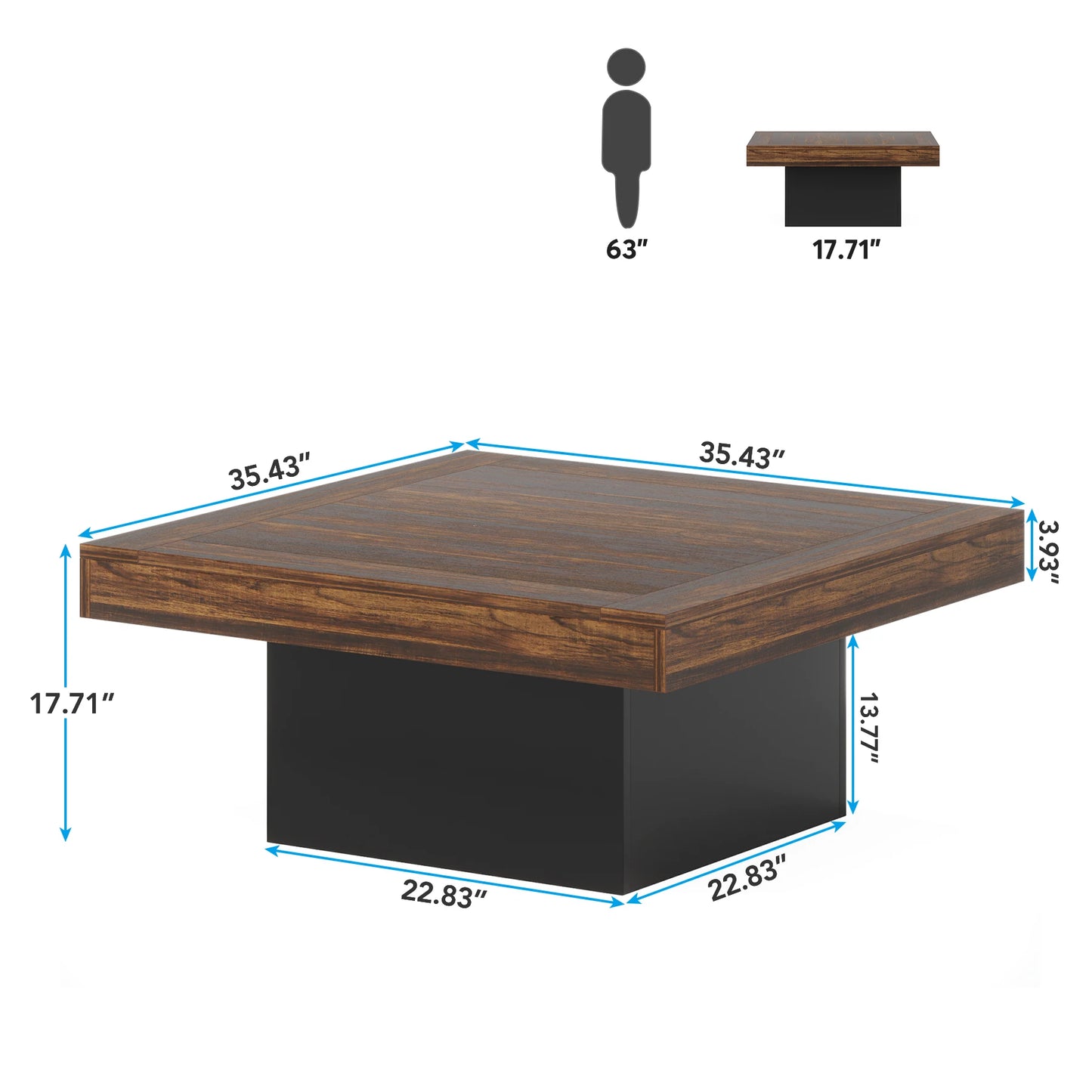 Tribesigns Square LED Coffee Table Engineered Wood
