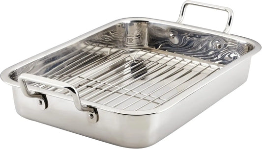 Stainless Steel Roasting Pan With Rack Oven Safe To 500 Fahrenheit Dishwasher Safe