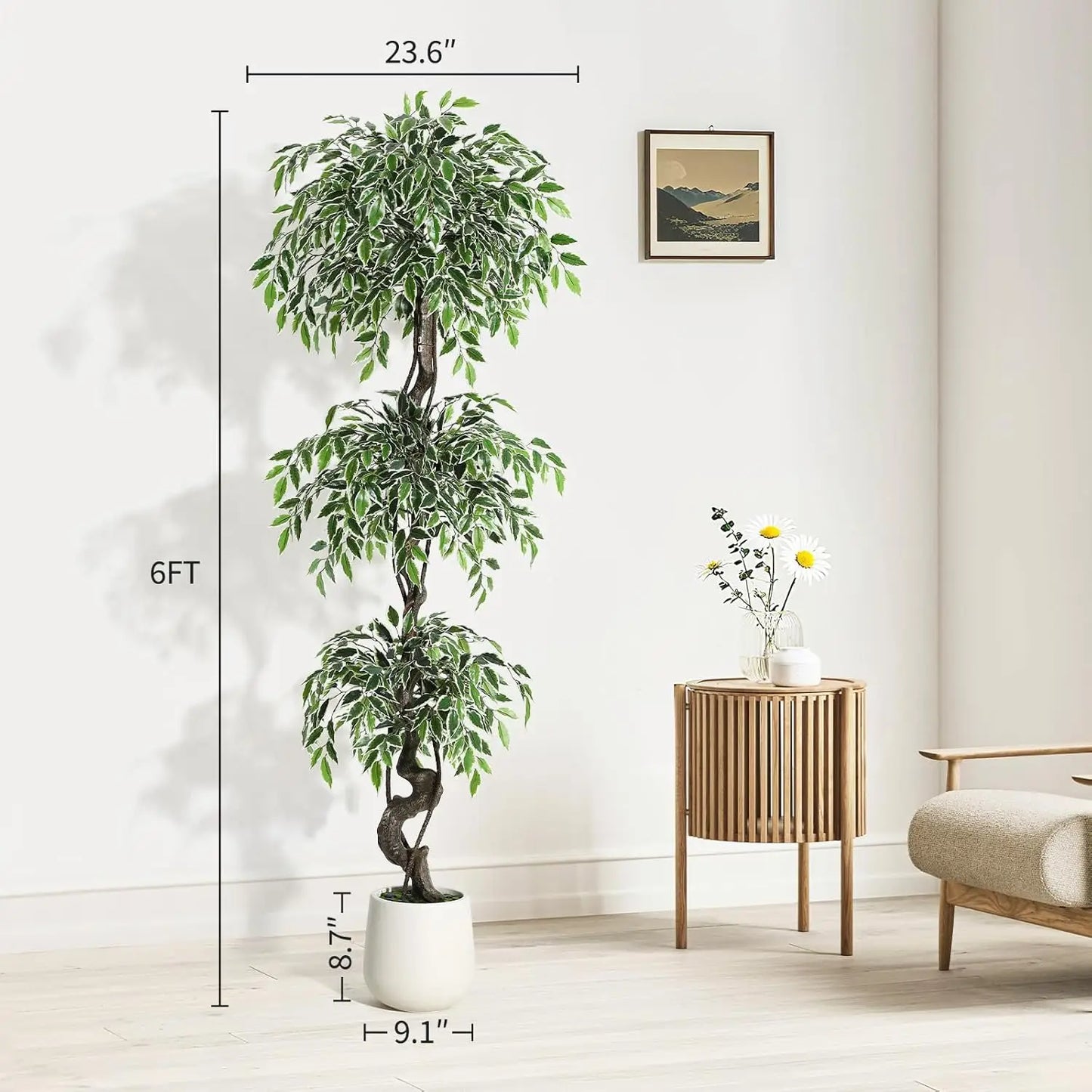 HiMISS Artificial Ficus Tree Indoor Outdoor Faux Plant Pot