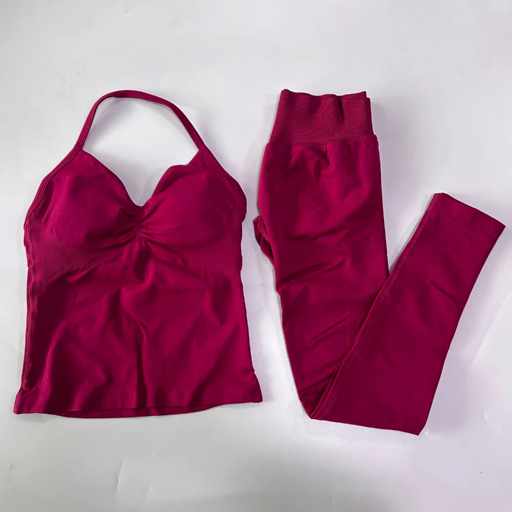 Seamless Gym Set for Women Tank Tops and High Waist Leggings