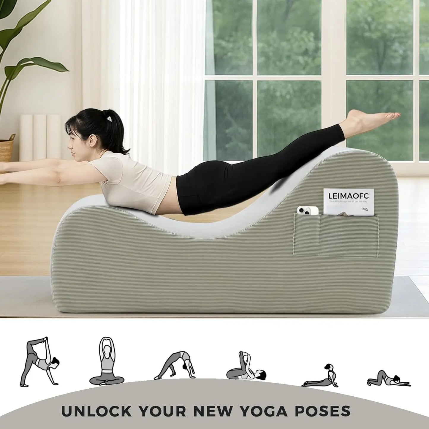 Yoga Chair Lounge For Adults Ergonomic Chaise With Side Pocket