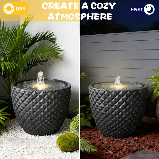 Solar Water Fountain Garden Freestanding With LED Lights