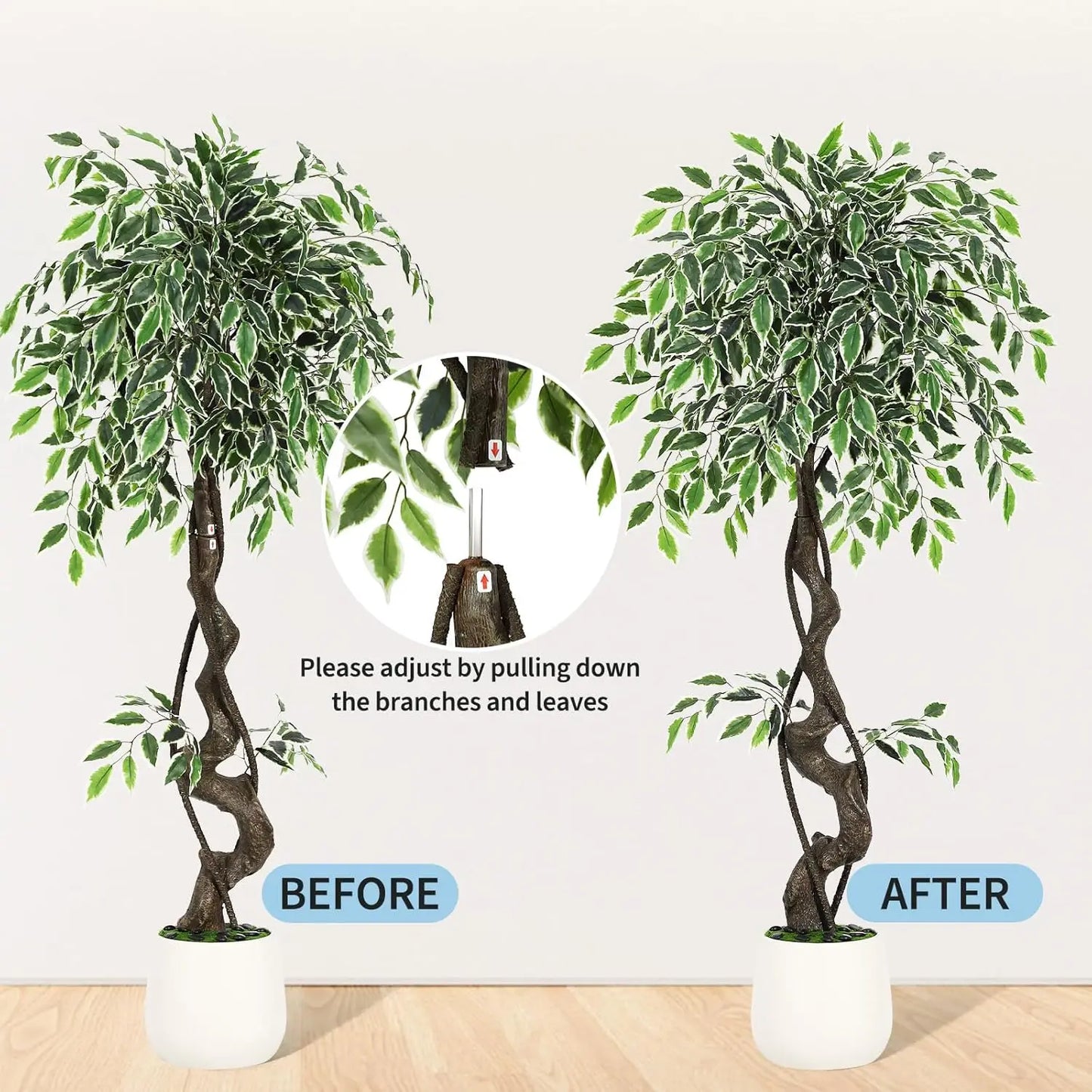 HiMISS Artificial Ficus Tree Indoor Outdoor Faux Plant Pot