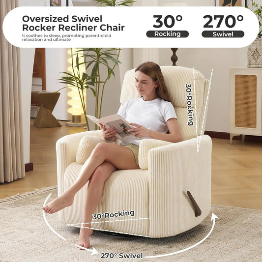 Swivel Rocker Recliner With Massage And Heat Adjustable Headrest