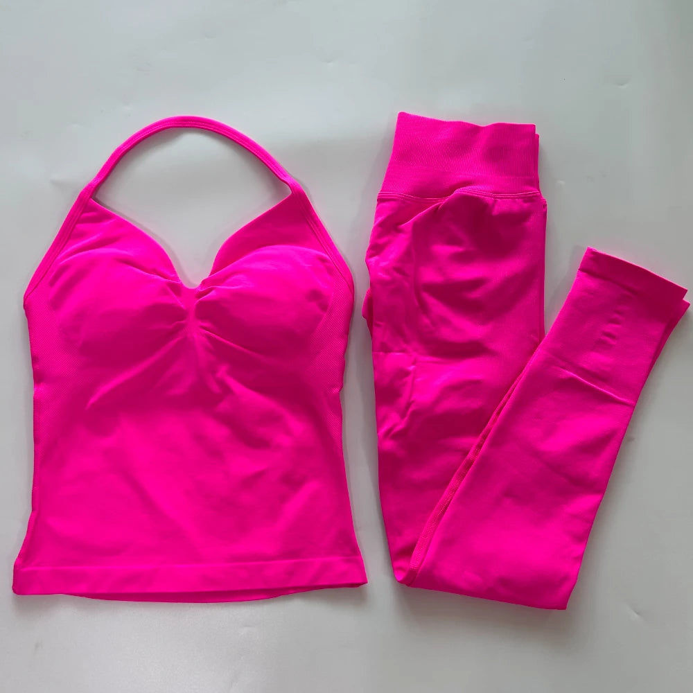 Seamless Gym Set for Women Tank Tops and High Waist Leggings