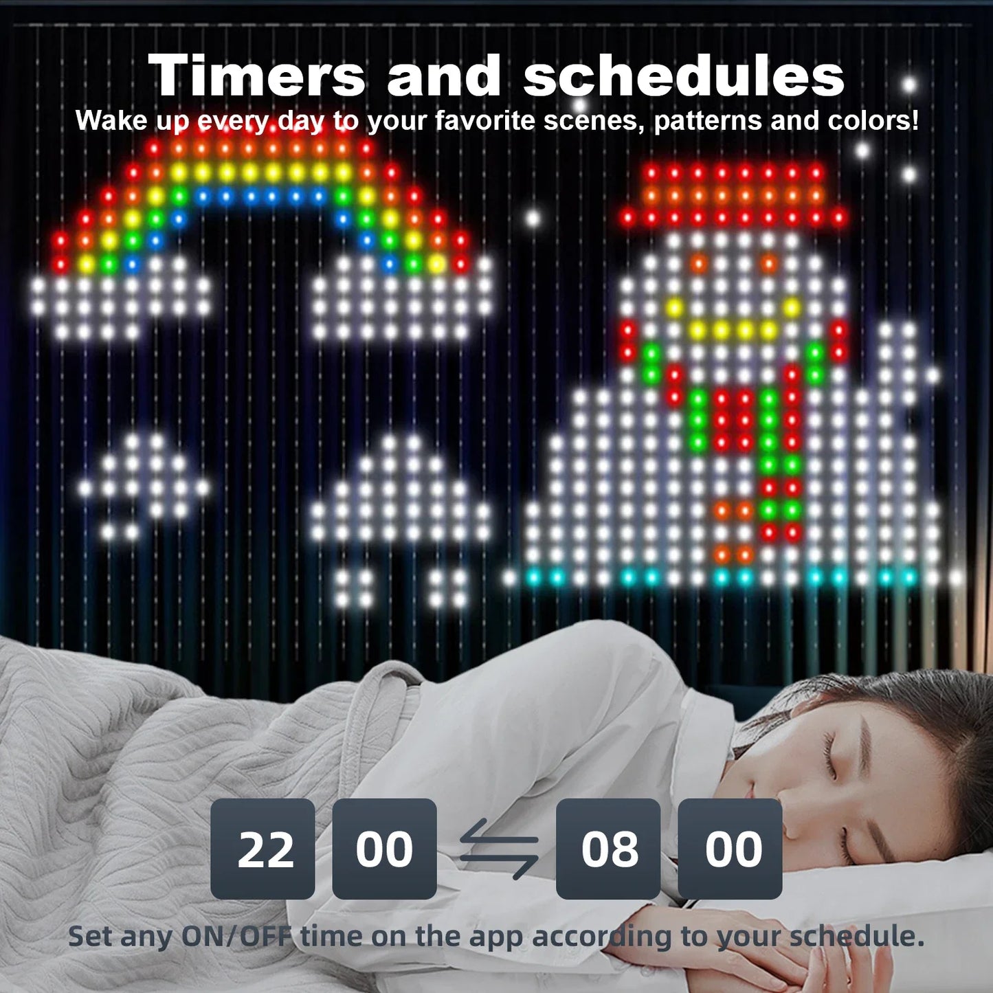 GCTECHING 400 LED Curtain Lights With App Remote Music Sync