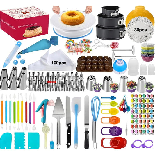 Silicone Bakeware Set With Cake Decorating Kit And Rotating Turntable