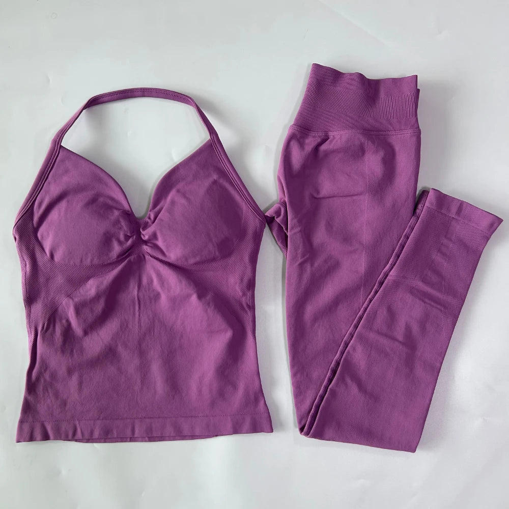 Seamless Gym Set for Women Tank Tops and High Waist Leggings