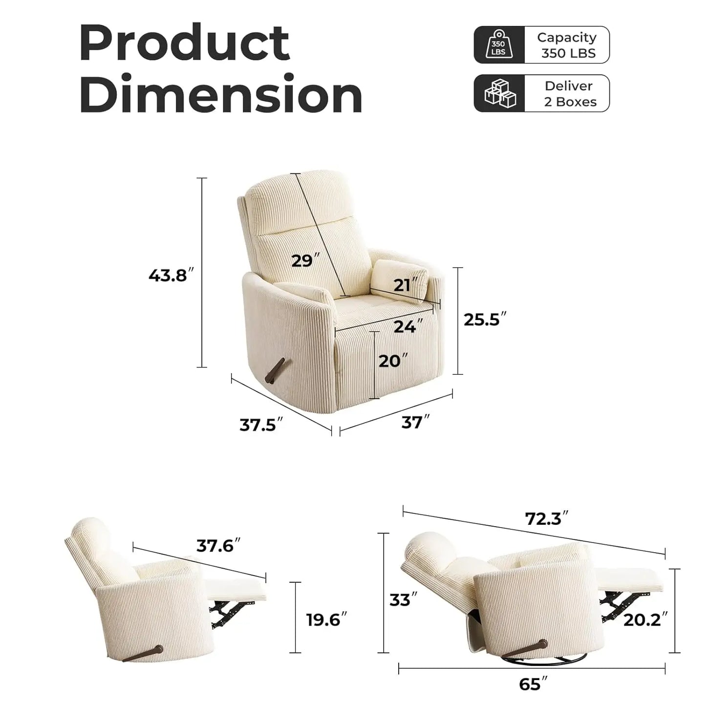 Swivel Rocker Recliner With Massage And Heat Adjustable Headrest