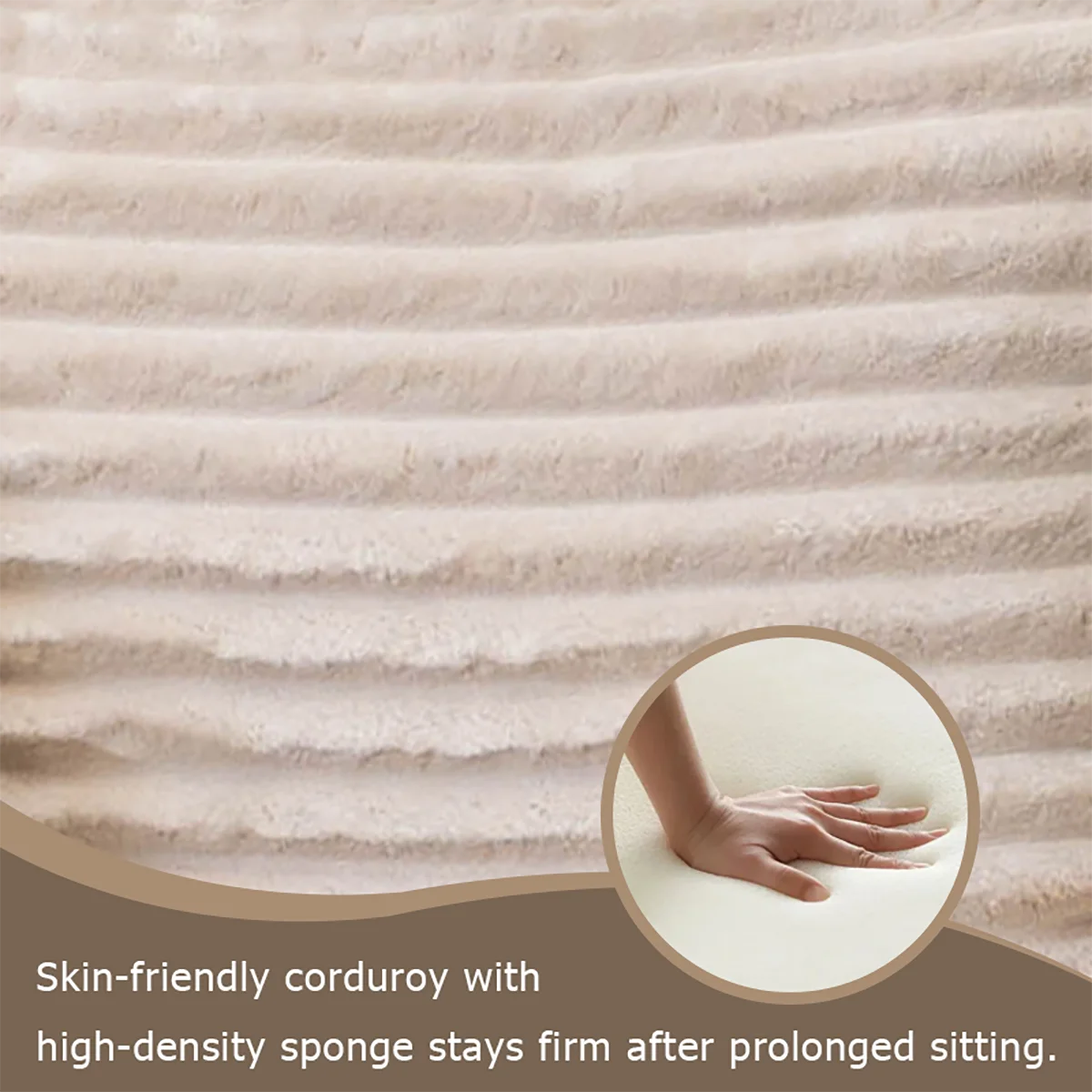 Single Sofa Bed In Corduroy Fabric With Cushions And Pillows