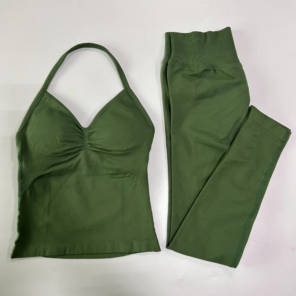 Seamless Gym Set for Women Tank Tops and High Waist Leggings