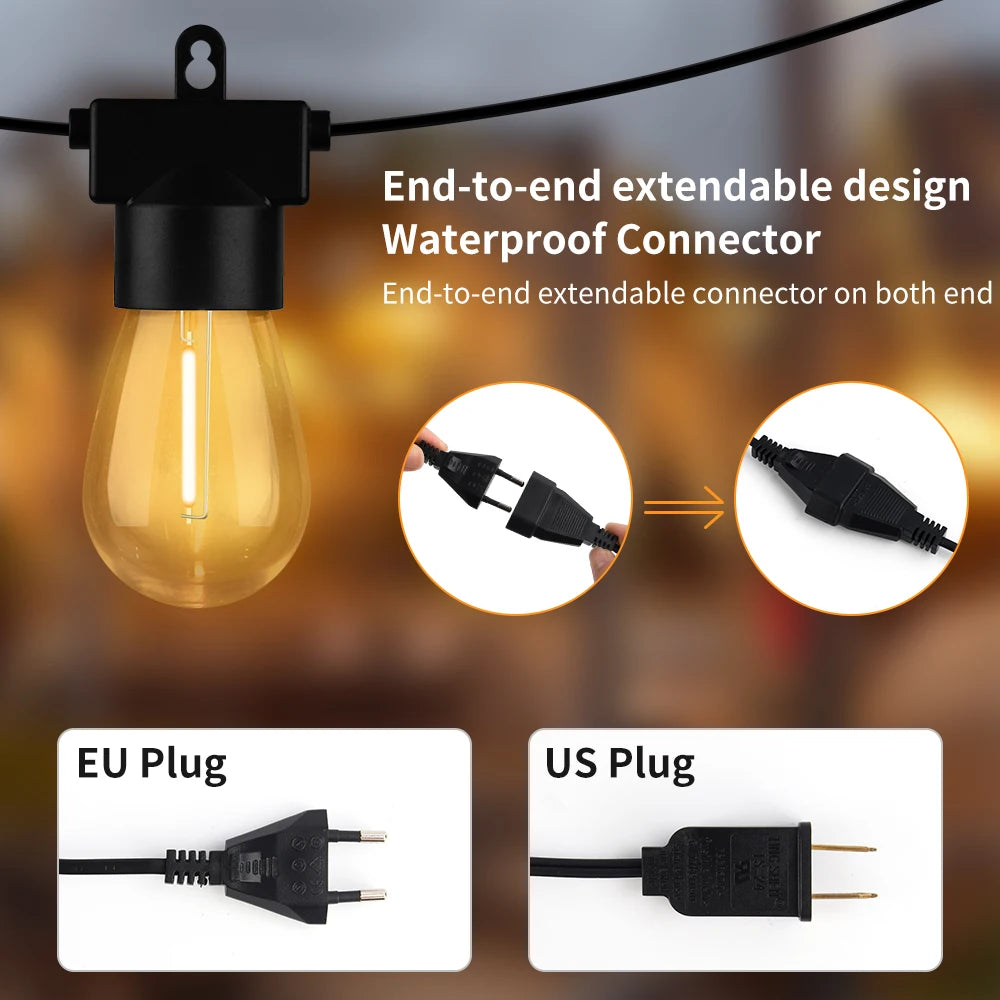 Arbrac 15M LED String Lights Shatterproof Festoon Garland Garden Decor